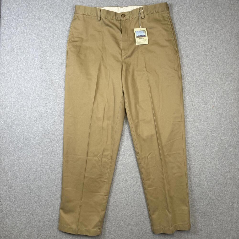 Brand New Vintage L.L. Bean Mens Size 36x32 Wrinkle Resistant Cotton Khaki Pants